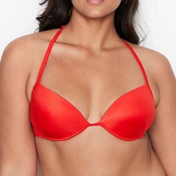 Victorias Secret Swim Shine Strap Full Coverage Push Up Bikini top Red 36C - Picture 9 of 14